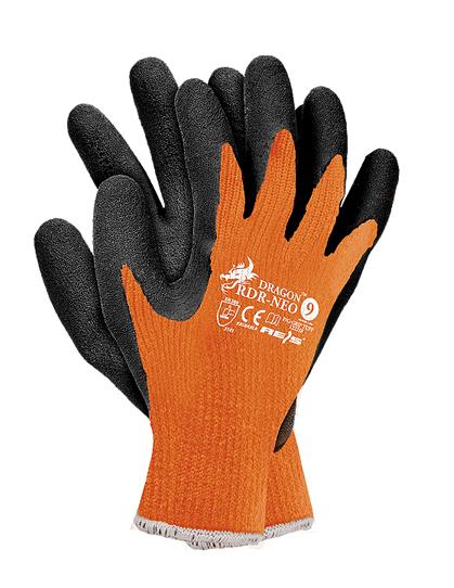 RĘKAWICE DZIANINOWE POWLEKANE GUMĄ POMARAŃCZOWE RDR-NEO 10