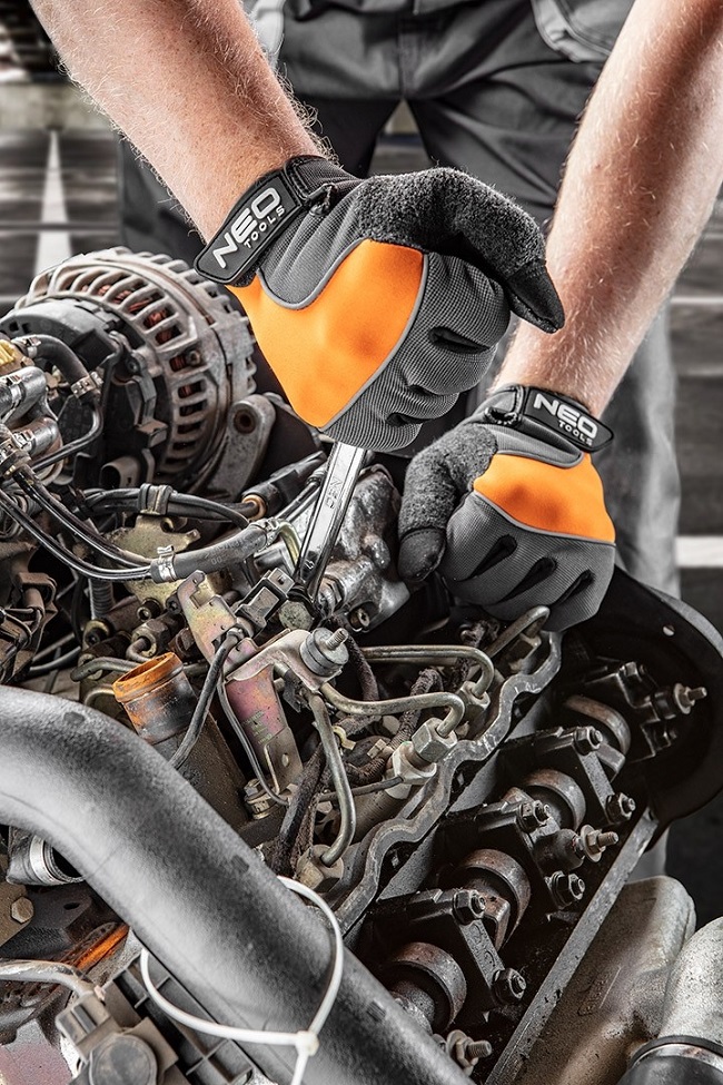 RĘKAWICE WARSZTATOWE SKÓRA SYNTETYCZNA WSTAWKI PCV - obrazek 6