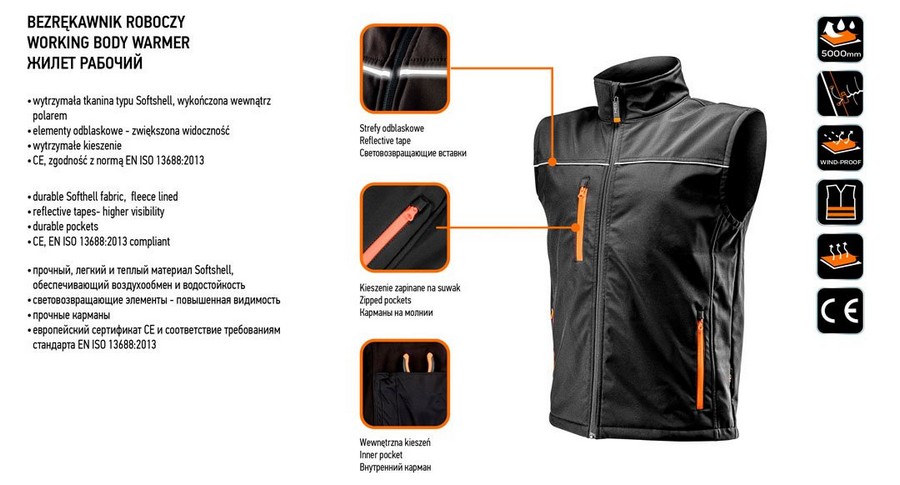 BEZRĘKAWNIK ROBOCZY SOFTSHELL ROZMIAR XL - obrazek 8