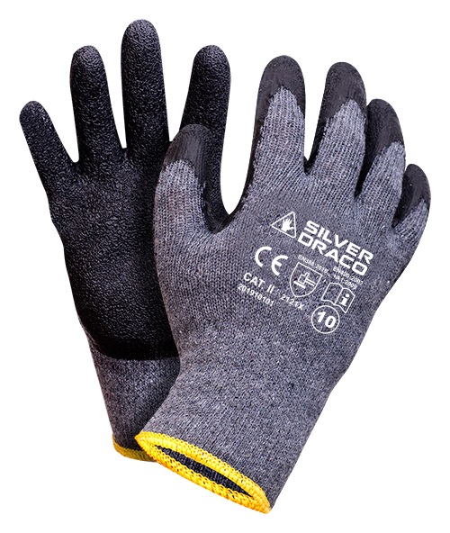 RĘKAWICE DZIANINOWE POWLEKANE GUMĄ SILVER DRACO CZARNE 11