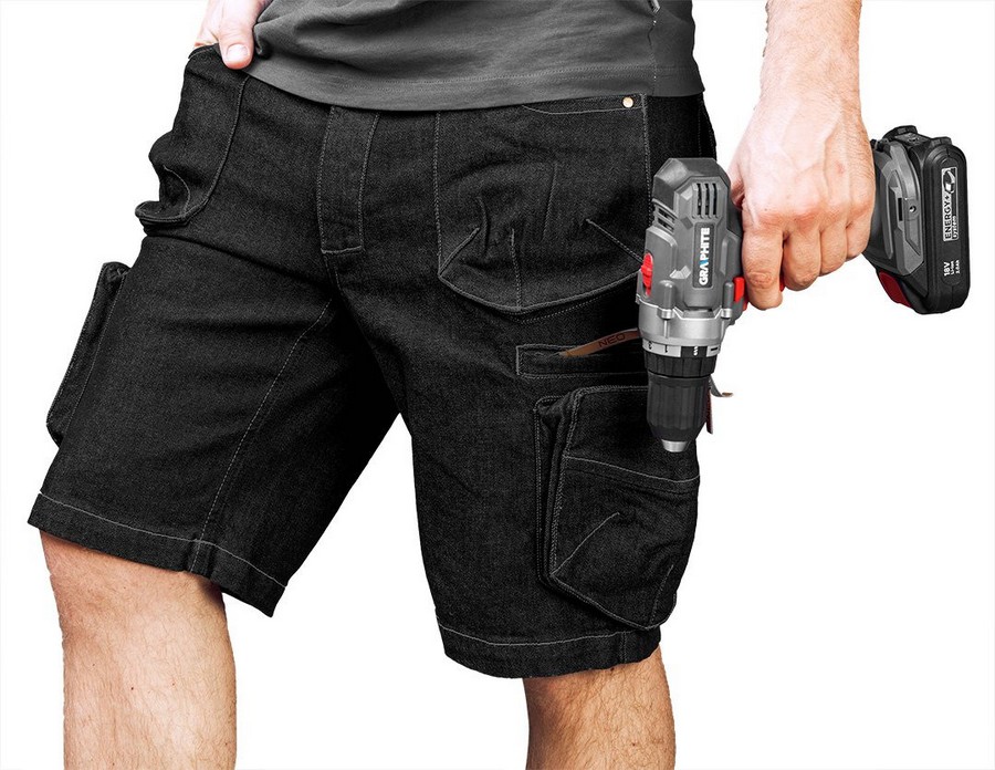 KRÓTKIE SPODENKI ROBOCZE DENIM, CZARNE L - obrazek 2