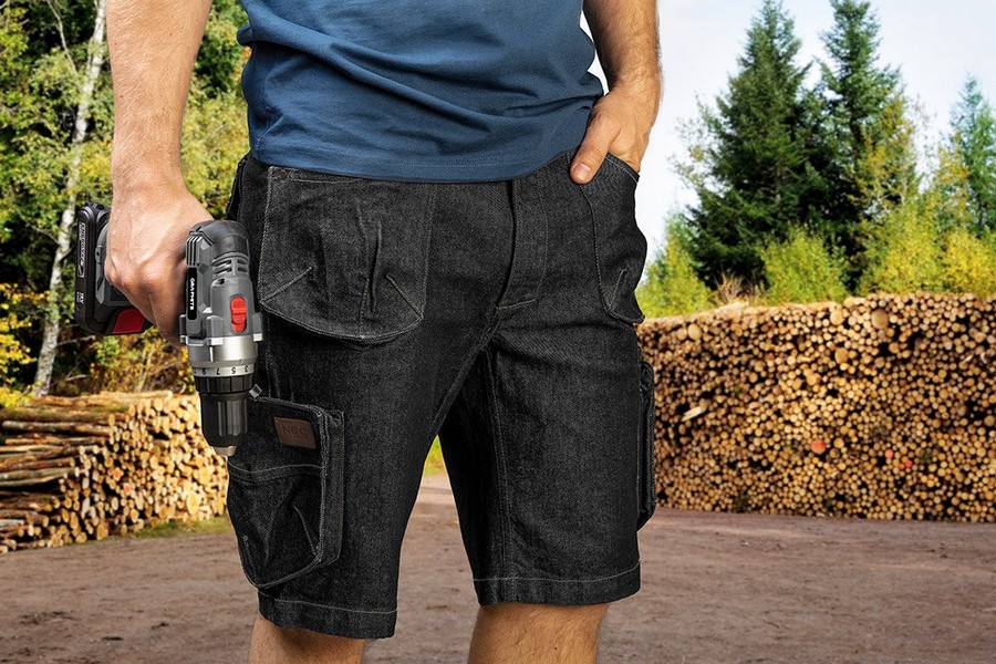 KRÓTKIE SPODENKI ROBOCZE DENIM, CZARNE L - obrazek 4